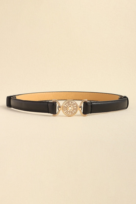Rhinestone Decor PU Leather Belt - WAZKA