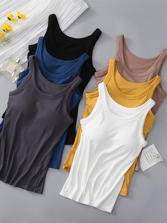 Round Neck Tank with Bra - WAZKA
