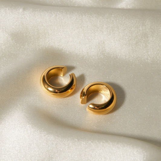 Stainless Steel Letter C Shape Clip On Earrings - WAZKA
