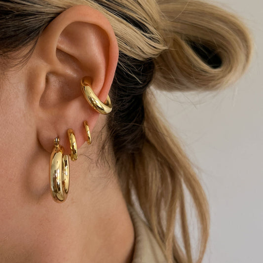 Stainless Steel Letter C Shape Clip On Earrings - WAZKA