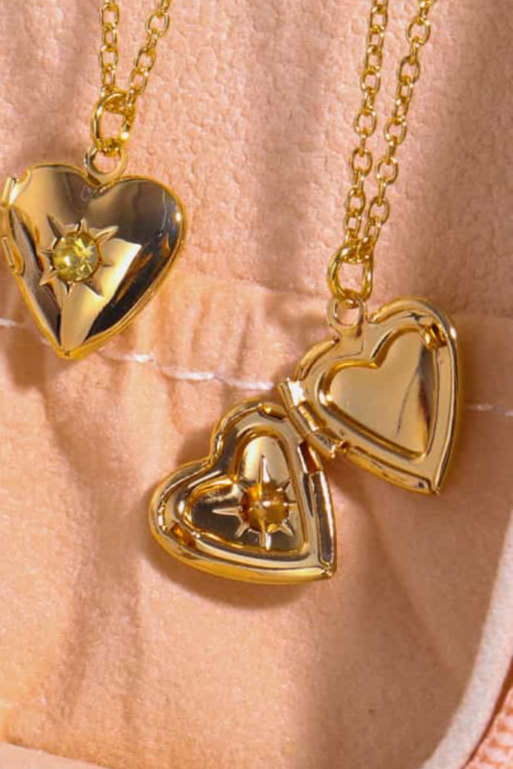 Zircon Heart Shape 14K Gold-Plated Pendant Necklace