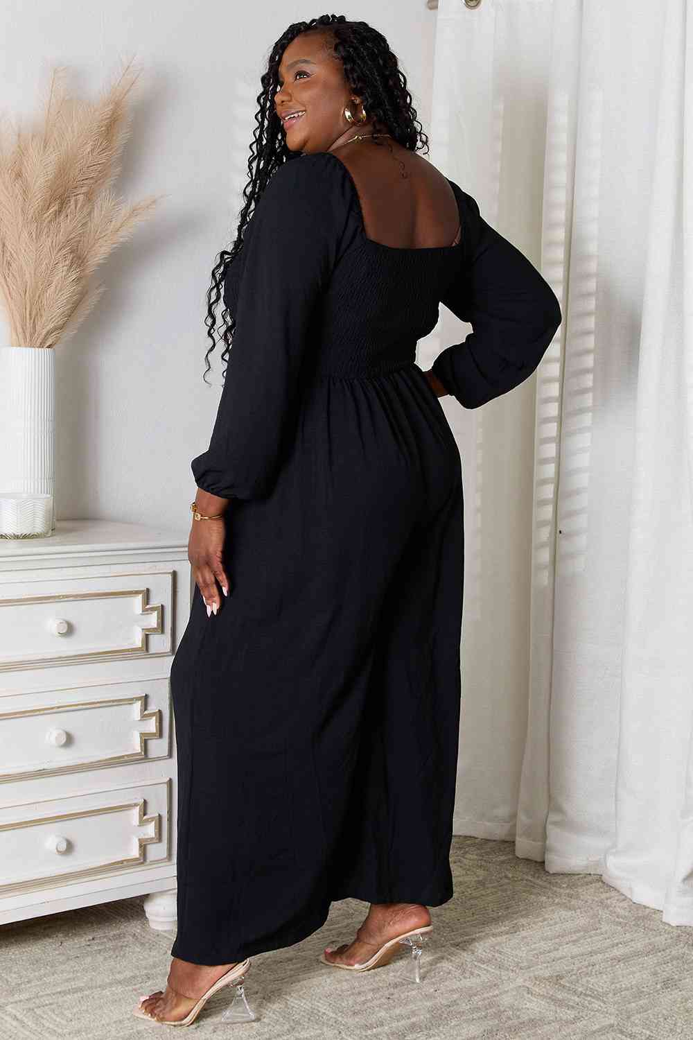 Double Take Square Neck Jumpsuit with Pockets - WAZKA