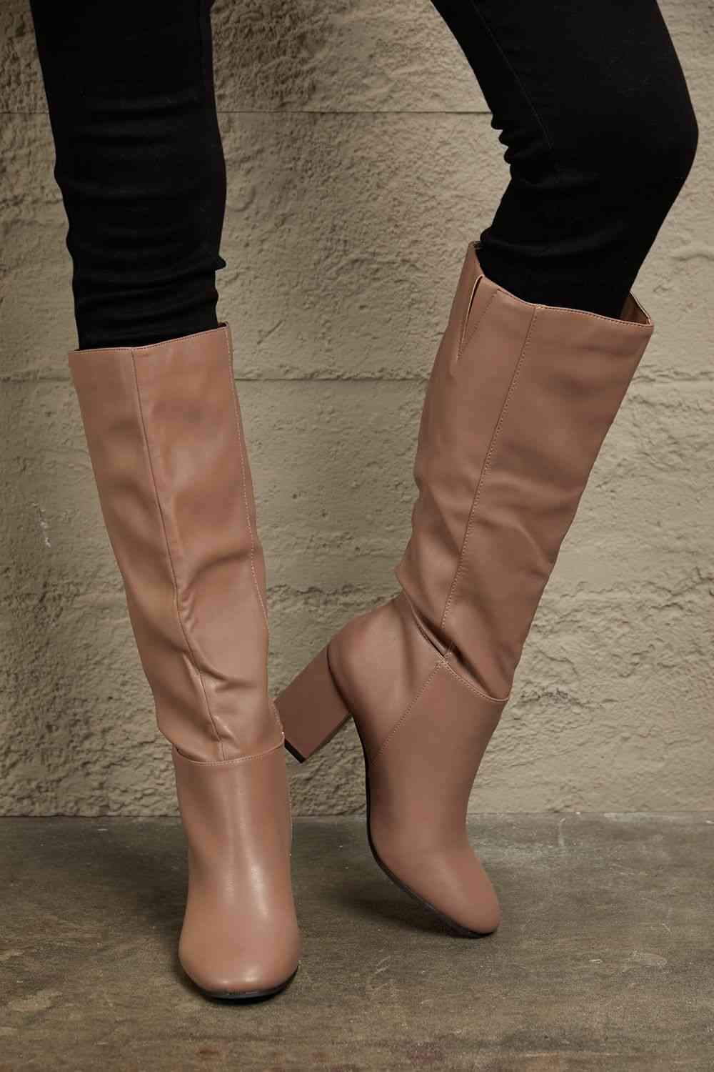 East Lion Corp Block Heel Knee High Boots - WAZKA