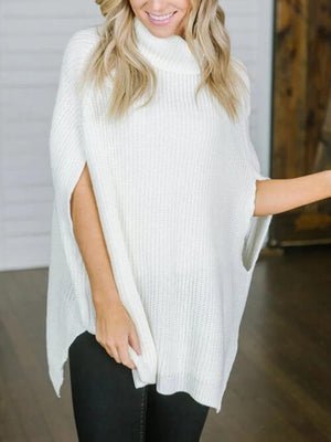 Turtleneck Slit Sweater - WAZKA