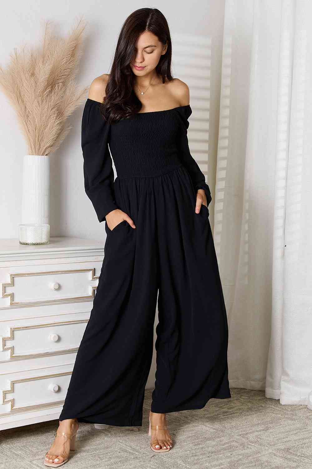 Double Take Square Neck Jumpsuit with Pockets - WAZKA