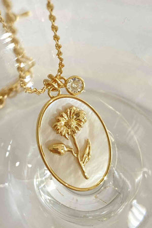 Flower Shell Pendant Copper Necklace - WAZKA