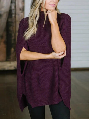 Turtleneck Slit Sweater - WAZKA