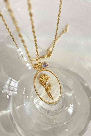 Flower Shell Pendant Copper Necklace - WAZKA