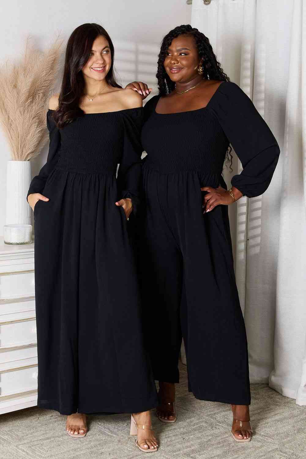 Double Take Square Neck Jumpsuit with Pockets - WAZKA