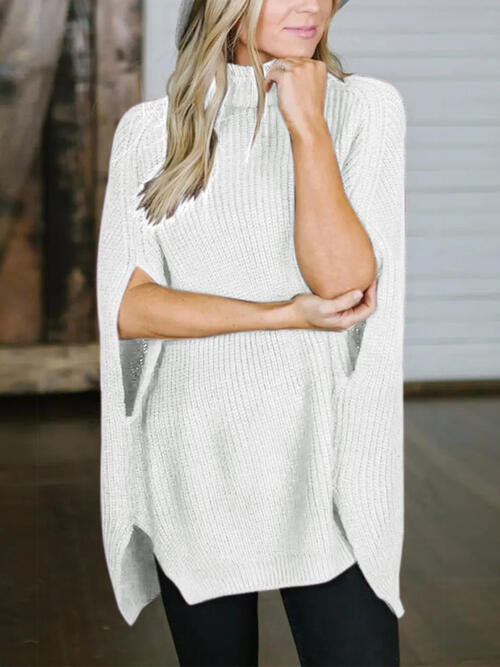 Turtleneck Slit Sweater - WAZKA