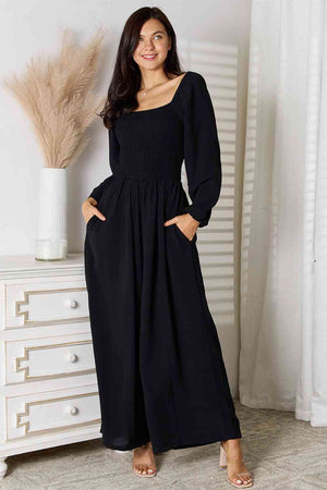 Double Take Square Neck Jumpsuit with Pockets - WAZKA