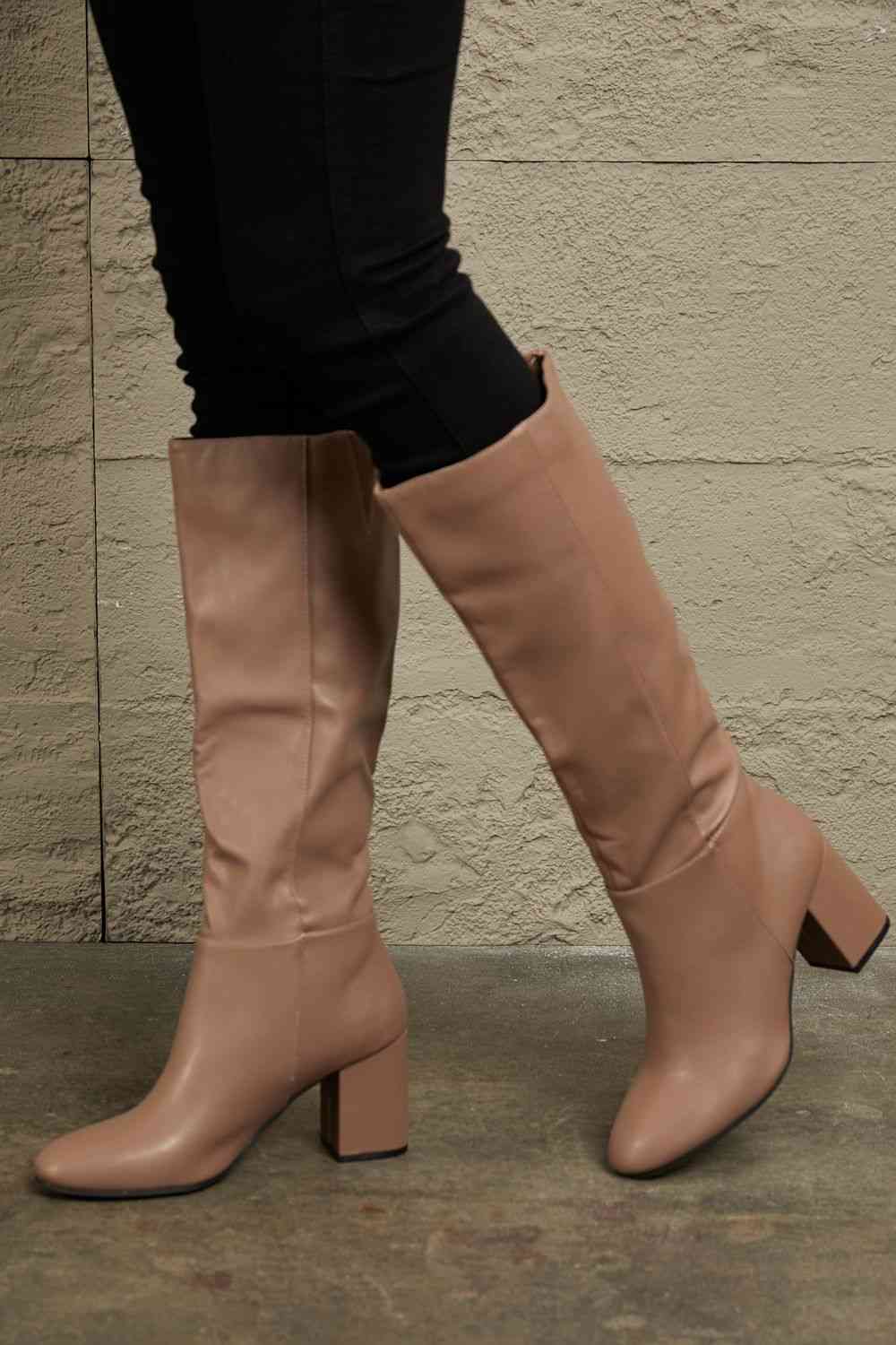 East Lion Corp Block Heel Knee High Boots - WAZKA