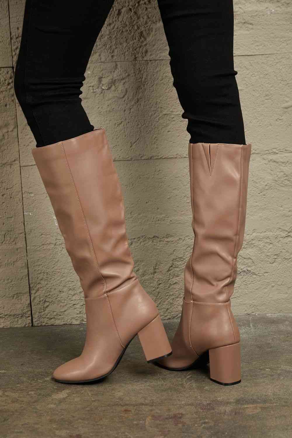 East Lion Corp Block Heel Knee High Boots - WAZKA