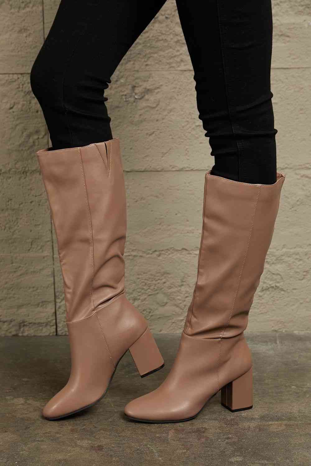 East Lion Corp Block Heel Knee High Boots - WAZKA