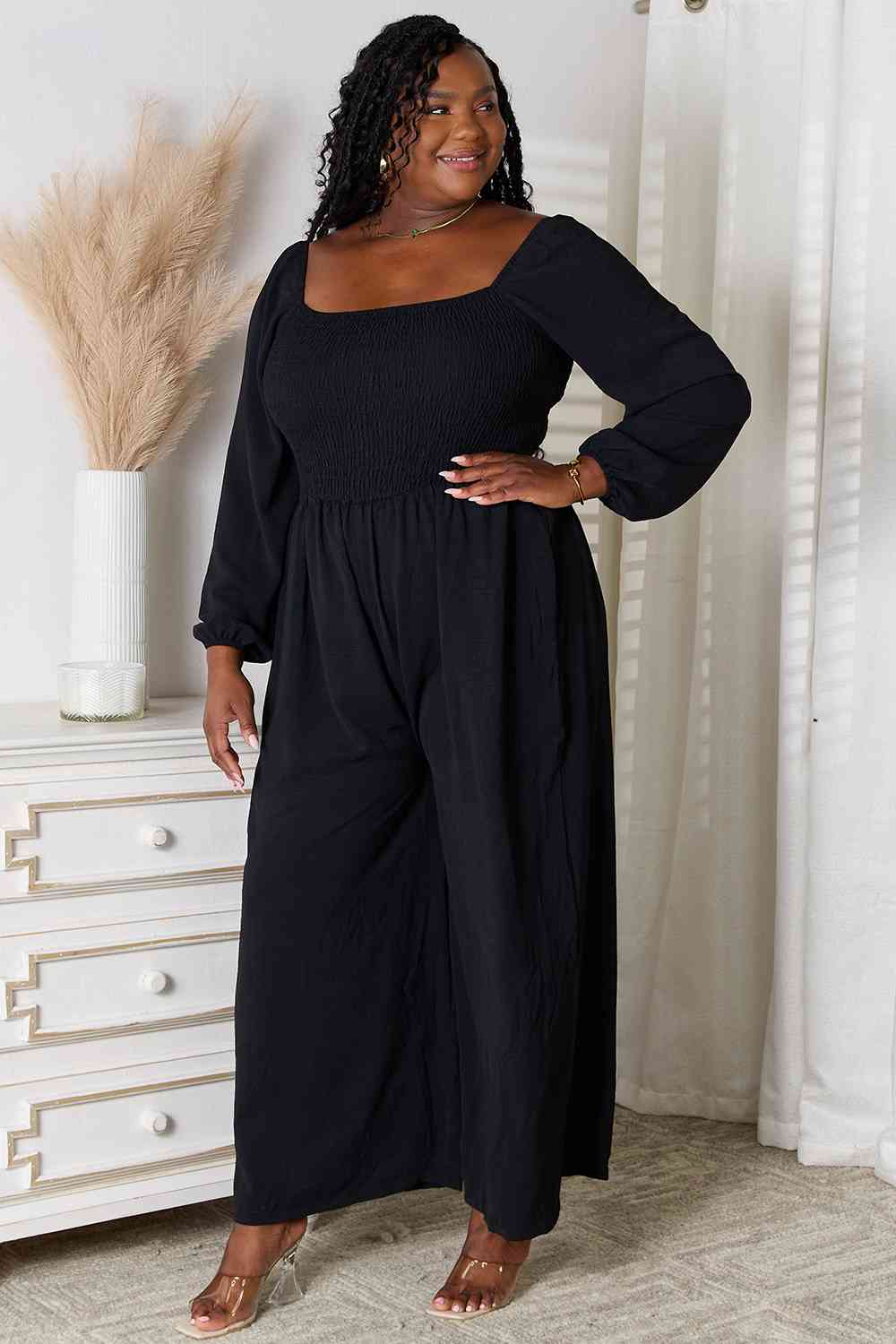 Double Take Square Neck Jumpsuit with Pockets - WAZKA